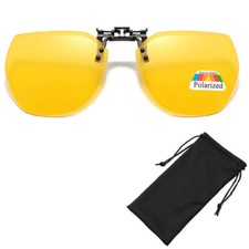 Night Driving Clip On Glasses HD Anti Glare Vision Polarized Yellow Lens Tinted