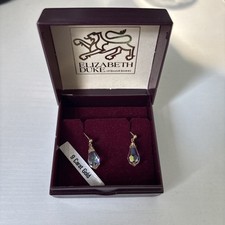 ELIZABETH DUKE 9 CARAT GOLD HALF DROPPERS EARRINGS - NEW / BOXED