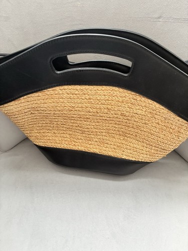 Straw and leather tote bag - straw,