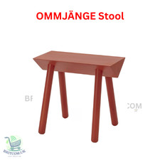 IKEA OMMJÄNGE Stool Orange-Red | Solid Wood Seat | Modern Stackable Home Chair