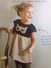 Girl's Cat Motif Short Sleeved Tunic/Jumper DK KNITTING PATTERN - Ages 2-10yrs