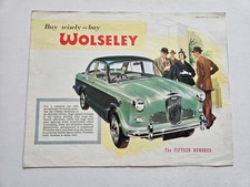 WOLSELEY 1500 6/90 15/50 SALES BROCHURE 1958