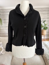 ISCHIKO Black Ruffle Cardigan