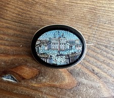 9ct Gold Italian Grand Tour 19th Century Micro Mosaic Brooch St Peter’s Square