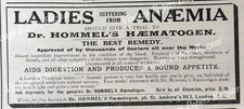 Dr Hommel's Haematogen Ladies Anaemia Digestion 1915 small antique print advert