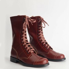 WW2 US Army Paratrooper Boots Vintage High Quality Leather Jump Mid-tube Boots