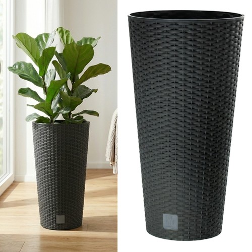 Rattan effect flowerpot - rattan,