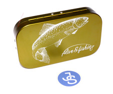 Wheatley Alive & Fishing geen anodised salmon fly box & flies. 440