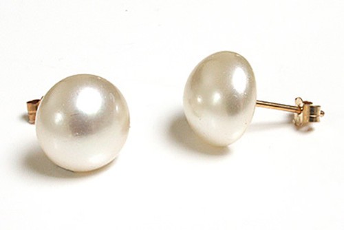 9ct gold pearl button - gold,