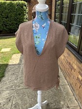 Zara Crinkle Seersucker Top & Trousers Co Ord set Brown Medium/Large NEW