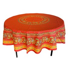 68" Round Lisa Red Cotton
