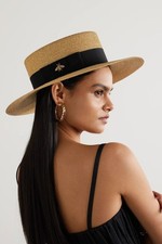Auth Gucci Faux Straw Boater