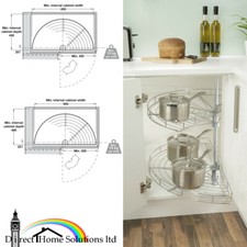 Kitchen Cabinet Storage Cupboard Carousel Set Corner Unit 1/2 Circle Chrome Wire