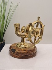 Vintage Solid Brass & Teak/Hard Wood Nutcracker Nautical Ships Wheel. Rare