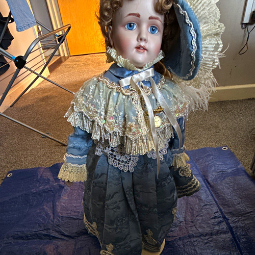 Porcelain boy doll - blue, eyes