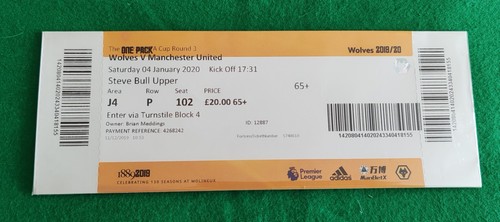 Match ticket wolves - wolves, v