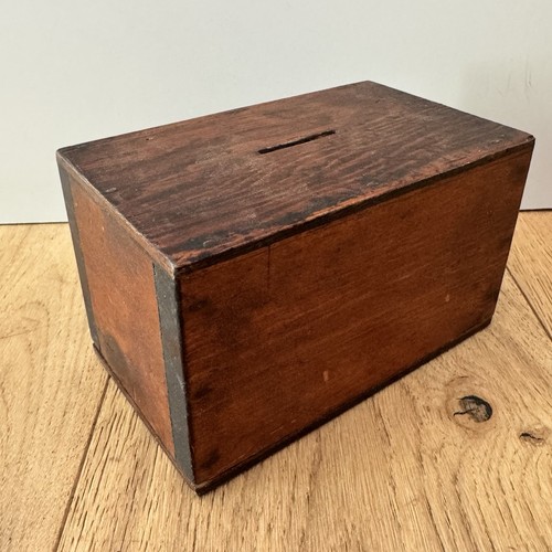 Vintage wooden money box coin - vintage,