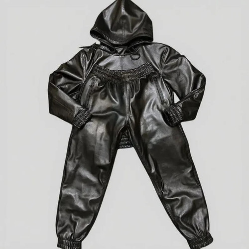 Men black lambskin leather - black,
