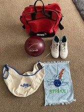 Brunswick Zone Bowling Ball, Ladies Shoes Size 5 Bowling Bag Plus Extras.