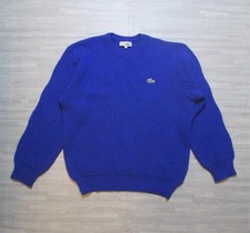 Lacoste Jumper Mens Size 4 Medium Blue Wool Vintage Made in France Knit Sweater
