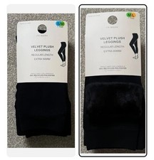 Velvet Plush Leggings. Black