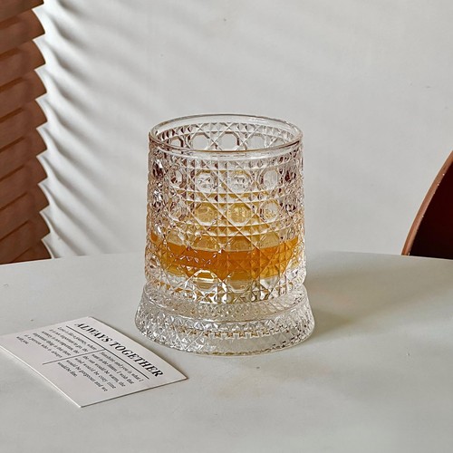 Spinning crystal whiskey glass - spinning,