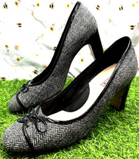 Florsheim Herringbone Tweed Heel Shoes UK 6 Classic Vintage Pumps With Bows
