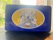 Tetley Tea Storage Tin- named characters on lid - 25 x 14 x 9.5 cm - collectible