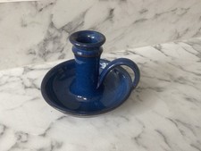 Pottery glazed Wee Willy Winky Candle Holder Blue colour 