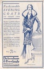 FASHIONABLE EVENING COATS - 1920s Original Debenham & Freebody ADVERT. Free p&p