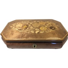 Large Sorrento Marquetry Polished Inlaid Wood Musical Jewellery Box