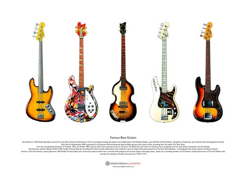Famous bass guitars art - art, poster