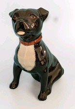 Staffordshire Bull Terrier Dog Sitting Black White Just Cats & Friends England 