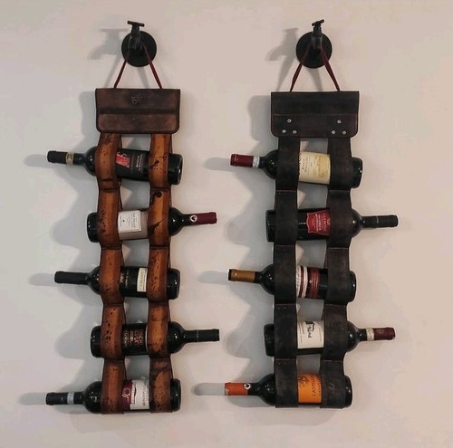 Handmade leather wine rack - handmade,