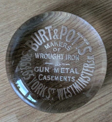Glass advertising paperweight - advertising,