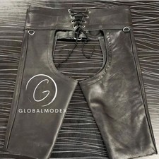 Mens Black Leather Chaps