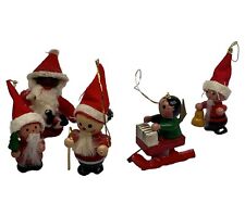 Christmas Tree Decorations Vintage Wooden Santa Sleigh Mid Century MCM