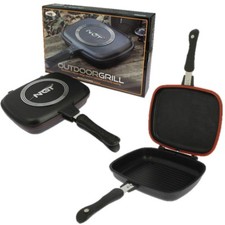 NGT DOUBLE GRILL PAN NON STICK CONNECT PAN CARP FISHING COOKING CAMPING TACKLE