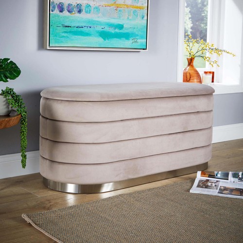 Velvet grey storage ottoman - velvet,