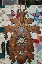 Large 8 Day German Schmeckenbecher Black Forest Hunter Cuckoo Clock~Runs Good ~