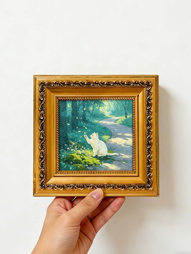 Vintage white cat - white, in