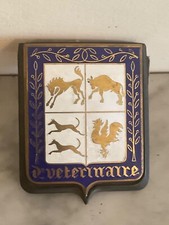 Vintage DRAGO French Enamel Veterinary Car Grille Badge Veterinaire Automobilia