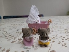 Sylvanian Families Billabong Koala Twin Babies With A Pink Pram