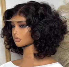 250% Body Wave HD Lace Frontal Wig Short Bob Wig Human Hair Glueless Human Hair