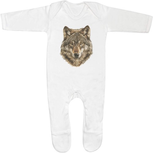 Wolf portrait baby sleepsuit - baby,