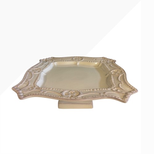 Cream ceramic square pedestal - cream,