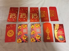 10 Assorted Red Packet (Hong Bao or Lai Si) Money Envelopes
