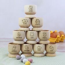 Personalised Egg Cup Engraved Wooden Egg Holder Easter Gift for Kids Dippy Eggs