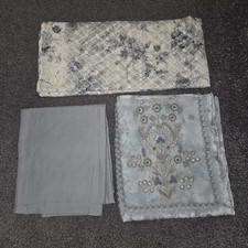 Pakistani Indian 3 Piece Unstitched Lawn Suit – Grey Embroidered Fabric Set