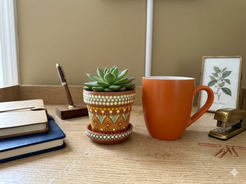 Hand painted decorative pot - decorative,